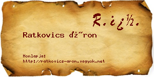 Ratkovics Áron névjegykártya